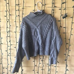 Gray Cable Knit Women's Sweater